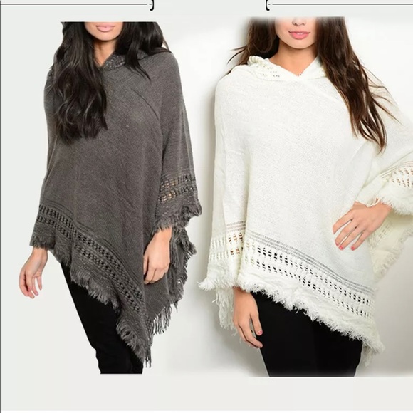 Sweaters - Winter Hooded cape Knit Batwing scarf Poncho Hoodie OS